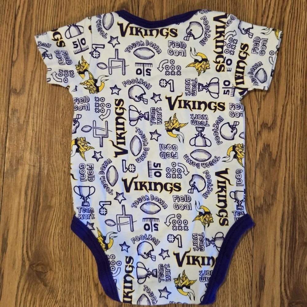 Minnesota Vikings Baby One Piece Bodysuit NFL Newborn 100% Cotton 0-3 Months